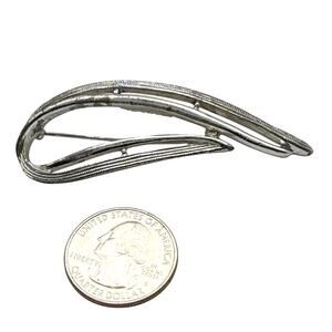 Sarah Coventry Silver Tone Mid Century Modern Brooch Pin 2.75" Vintage